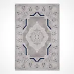 Mudau Klasik Göbekli Gri Triko Akrilik Pamuk Tabanlı Makine Halısı - Görsel 2