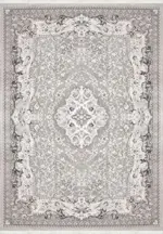 Breuna Klasik Gri Göbekli Triko Akrilik Pamuk Tabanlı Makine Halısı