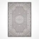 Kirn Klasik Göbekli Gri Triko Akrilik Pamuk Tabanlı Makine Halısı - Görsel 2