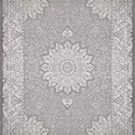 Kirn Klasik Göbekli Gri Triko Akrilik Pamuk Tabanlı Makine Halısı