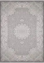 Kirn Klasik Göbekli Gri Triko Akrilik Pamuk Tabanlı Makine Halısı