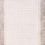 Linari Çerçeveli Bej Triko Akrilik Pamuk Tabanlı Makine Halısı