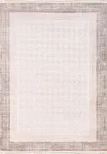 Linari Çerçeveli Bej Triko Akrilik Pamuk Tabanlı Makine Halısı