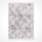 Binefar Modern Beyaz Gri Polyester Pamuk Tabanlı Makine Halısı - Görsel 2
