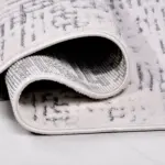 Binefar Modern Beyaz Gri Polyester Pamuk Tabanlı Makine Halısı - Görsel 4