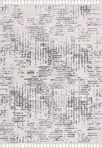 Binefar Modern Beyaz Gri Polyester Pamuk Tabanlı Makine Halısı