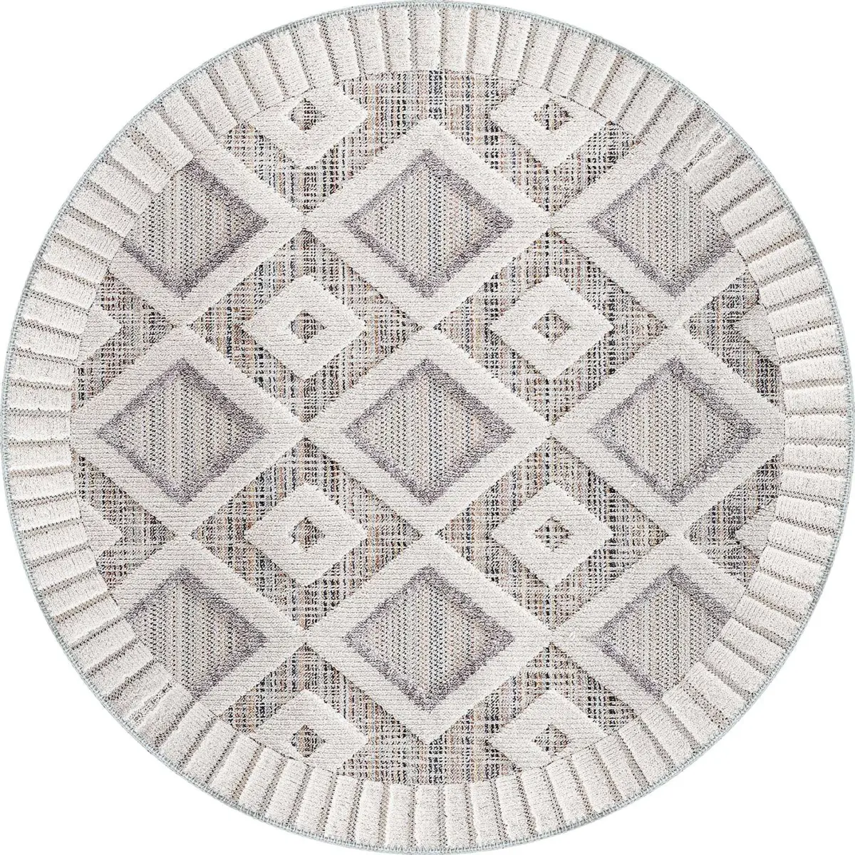 Venezia Geometrik Beyaz Polyester ve Pamuklu Yıkanabilir Kaydırmaz Taban Dijital Baskı Halı - Görsel 7