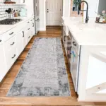 Badal Çerçeveli Gri Polyester ve Pamuklu Yıkanabilir Kaydırmaz Taban Dijital Baskı Halı - Görsel 4