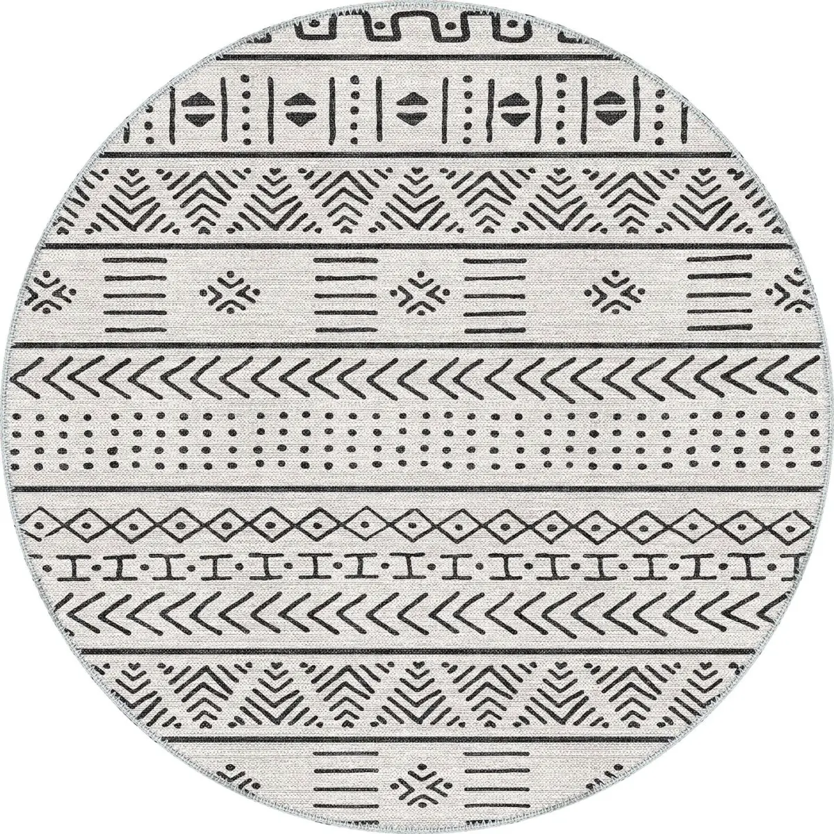 Guina Geometrik Beyaz Polyester ve Pamuklu Yıkanabilir Kaydırmaz Taban Dijital Baskı Halı - Görsel 7