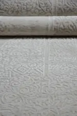 Ostra Çerçeveli Krem Bej Çizgili Göbekli Akrilik Makine Halısı - Görsel 5