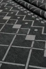 Sifor Modern Antrasit Yıkanabilir Polyester Makine Halısı - Görsel 7