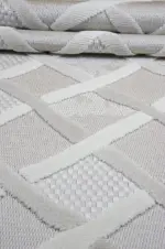 Totes Modern Krem Polyester Makine Halısı - Görsel 5