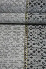 Crevant Çerçeveli Bej Gri Çizgili Akrilik Makine Halısı - Görsel 5