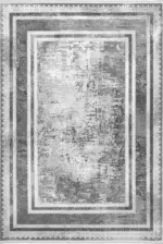 Melle Çerçeveli Gri Polyester Makine Halısı