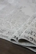 Clouin Çerçeveli Gri Polyester Makine Halısı - Görsel 6