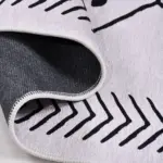 Corcolle Modern Gri Polyester ve Pamuklu Kaydırmaz Tabanlı Dijital Baskı Halı - Görsel 4