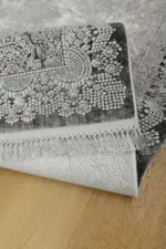 Gussola Klasik Göbekli Gri Akrilik Makine Halısı - Görsel 4