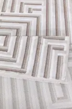 Tolve Geometrik Krem Polyester Makine Halısı - Görsel 3