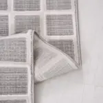 Serena Geometrik Gri Polyester Makine Halısı - Görsel 3