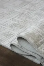 Lübet Modern Krem Vizon Çizgili Akrilik Makine Halısı - Görsel 6