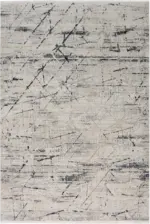 Lodi Modern Krem Mavi Çizgili Polyester Makine Halısı