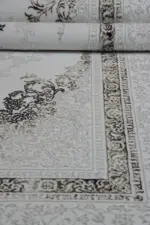 Roche Çerçeveli Krem Polyester Makine Halısı - Görsel 5