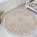 Brera Çerçeveli Bej Polyester ve Pamuklu Yıkanabilir Kaydırmaz Taban Dijital Baskı Halı - Görsel 8