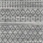 Porta Geometrik Gri Polyetsrer ve Pamuklu Yıkanabilir Kaydırmaz Taban Dijital Baskı Halı