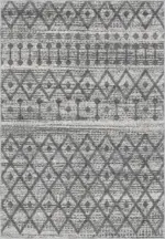 Porta Geometrik Gri Polyetsrer ve Pamuklu Yıkanabilir Kaydırmaz Taban Dijital Baskı Halı