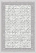 Lenola Çerçeveli Gri Triko ve Akrilik Makine Halısı