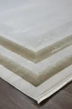 Monk Çerçeveli Krem Vizon Çizgili Akrilik Makine Halısı - Görsel 2