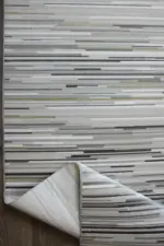 Lucıa Modern Bej Antrasit Çizgili Akrilik Makine Halısı - Görsel 4