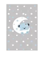 Wald Figürlü Gri Pamuk ve Polyester Kaydırmaz Tabanlı Dijital Baskı Çocuk Halısı - Görsel 2