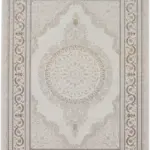 Cangey Çerçevegli Krem Kahve Göbekli Akrilik Makine Halısı