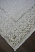 Veuil Çerçeveli Bej Akrilik Makine Halısı - Görsel 2