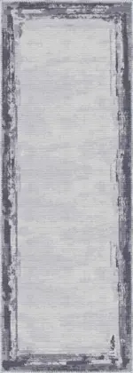 Las Çerçeveli Gri Polyester ve Pamuklu Yıkanabilir Kaydırmaz Taban Dijital Baskı Halı - Görsel 3