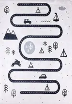 Bern Figürlü Gri Pamuk ve Polyester Kaydırmaz Taban Dijital Baskı Çocuk Halısı