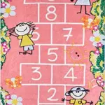 Belfort Figürlü Pembe Pamuk ve Polyester Kaydırmaz Taban Dijital Baskı Çocuk Halısı