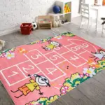 Belfort Figürlü Pembe Pamuk ve Polyester Kaydırmaz Taban Dijital Baskı Çocuk Halısı - Görsel 3