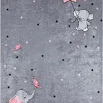 Vesoul Figürlü Gri Pamuk ve Polyester Kaydırmaz Taban Djital Baskı Çocuk Halısı