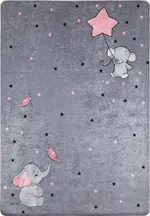 Vesoul Figürlü Gri Pamuk ve Polyester Kaydırmaz Taban Djital Baskı Çocuk Halısı