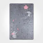 Vesoul Figürlü Gri Pamuk ve Polyester Kaydırmaz Taban Djital Baskı Çocuk Halısı - Görsel 2