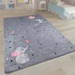 Vesoul Figürlü Gri Pamuk ve Polyester Kaydırmaz Taban Djital Baskı Çocuk Halısı - Görsel 3