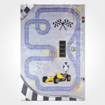 Dole Figürlü Gri Pamuk ve Polyester Kaydırmaz Taban Dijital Baskı Çocuk Halısı - Görsel 2