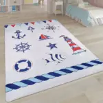 Epinal Figürlü Mavi Pamuk ve Polyester Kaydırmaz Taban Dijital Baskı Çocuk Halısı - Görsel 3