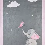 Sarnen Figürlü Gri Pamuk ve Polyester Kaydırmaz Taban Dijital Baskı Çocuk Halısı