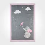 Sarnen Figürlü Gri Pamuk ve Polyester Kaydırmaz Taban Dijital Baskı Çocuk Halısı - Görsel 2