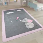 Sarnen Figürlü Gri Pamuk ve Polyester Kaydırmaz Taban Dijital Baskı Çocuk Halısı - Görsel 3