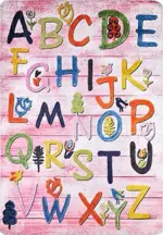 Visp Figürlü Pembe Pamuk ve Polyester Kaydırmaz Taban Dijital Baskı Çocuk Halısı