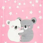 Raron Figürlü Pembe Pamuk ve Polyester Kaydırmaz Taban Dijital Baskı Çocuk Halısı